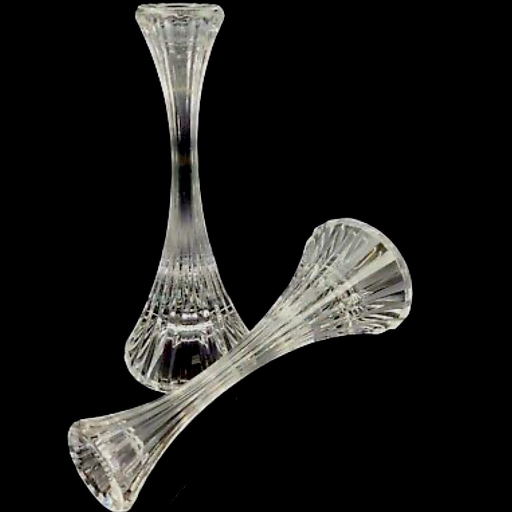 MIKASA CANDLE HOLDER PARK LANE 2PC CHRYSTAL GLASS 8”
